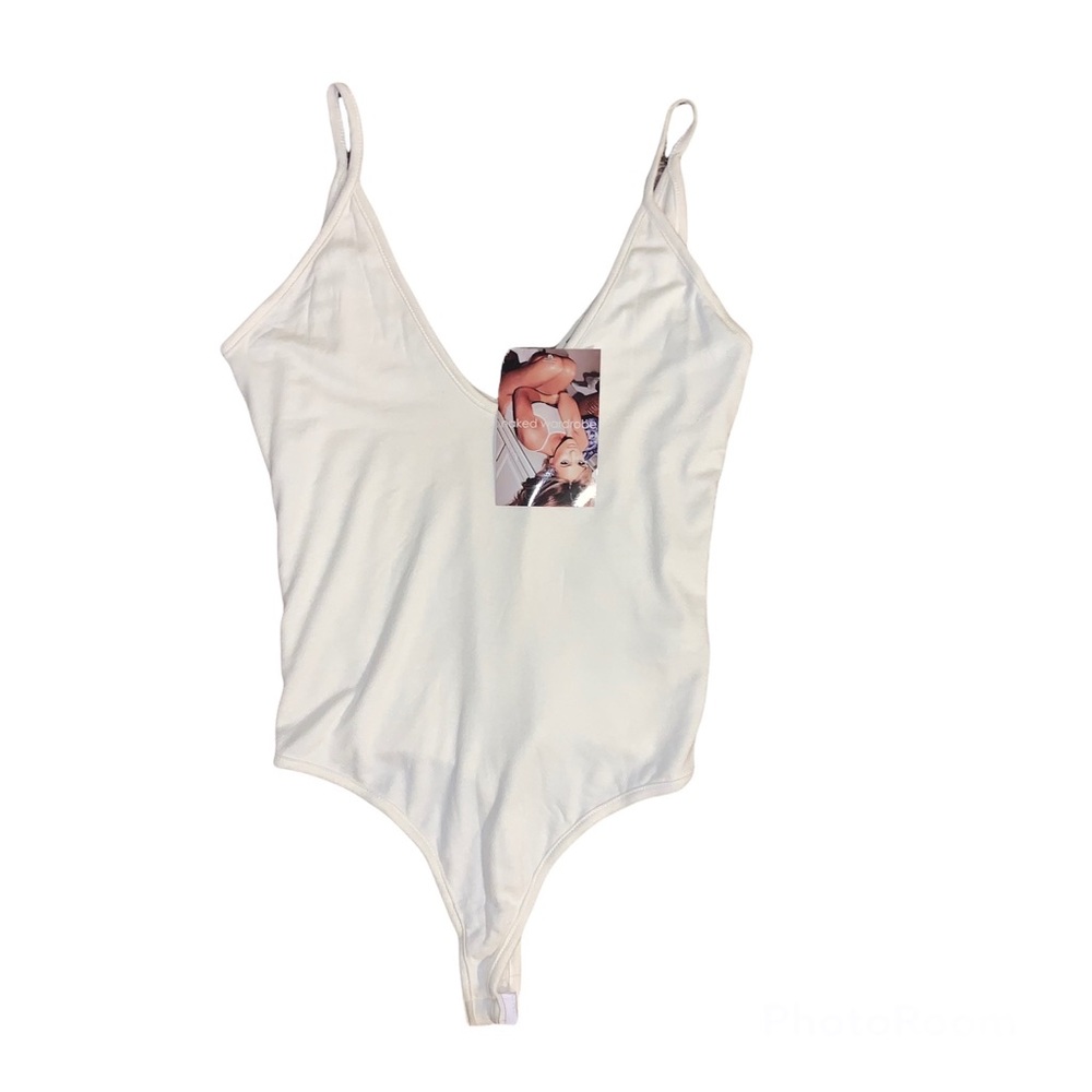 NWT naked wardrobe White The NW V Tank Bodysuit Top
